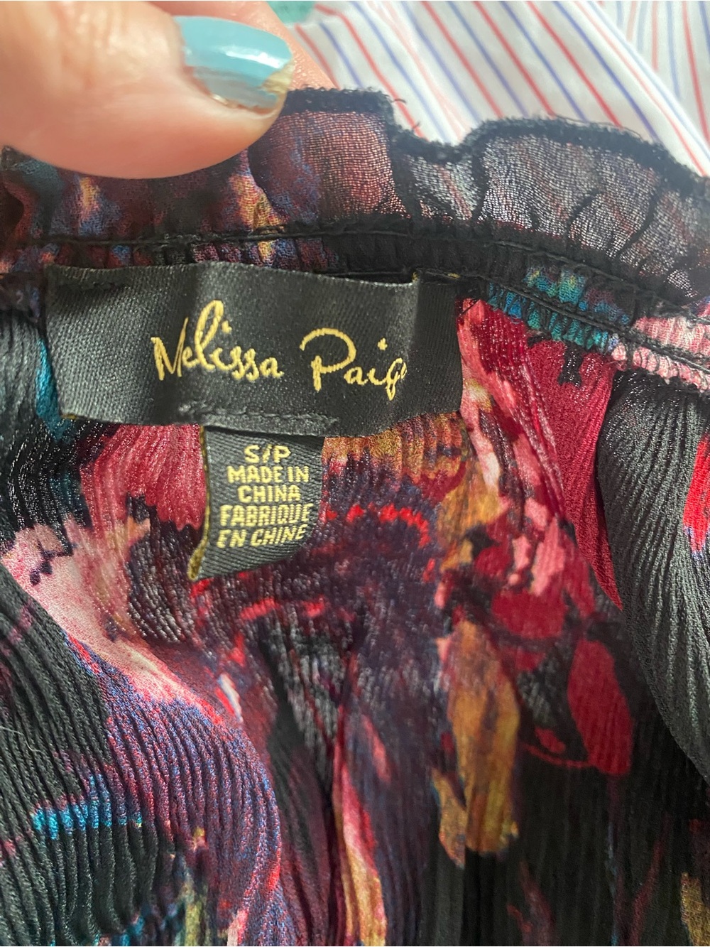 Melissa Paige Dark Floral Pleated Peasant Blouse S, Whimsigoth Romantic Witchy - Picture 7 of 8